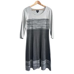 Worthington Gray Ombre Knit Sweater Dress Medium 3/4 Sleeve Cozy Workwear